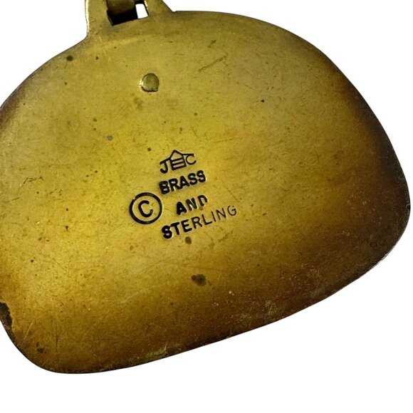 Jeep Collins Brass and Sterling Necklace Pendant Modernist Jonah and the Whale - Picture 6 of 7